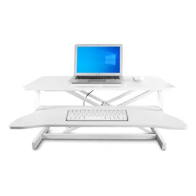 (White) Height Adjustable Small PC Computer Desk