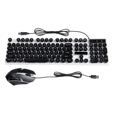 (Black) Rainbow Backlit USB Wired 104Key Mechanical Keyboard and DPI LED Mouse Combo