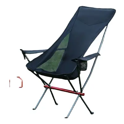 (Black) Portable Camping Moon Chair Lightweight Aluminum Folding Picnic Beach Chairs Outdoor Tra