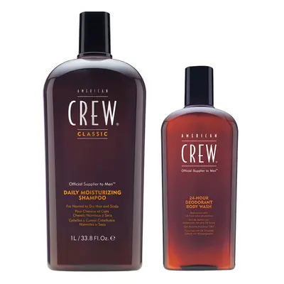 American Crew Daily Moisturizing Shampoo 1000ml and Deodorant Body Wash 450ml