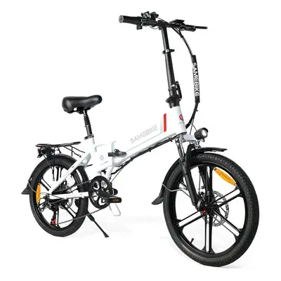 (White) SAMEBIKE 20LVXD30-II Folding 20" Electric City Bike Removable 48V 10.4AH Lithium Battery