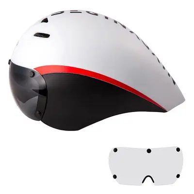 (White lens A) Aero Goggles Bicycle Helmet TT Triathlon Road Bike Helmets Timetrial Racing Ridin