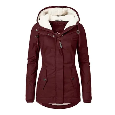 (xxxL, wine red) Zipper Outdoor Jacket for Women Warm Windproof Waterproof Mountaineeri