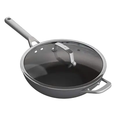 (Anodised) Premium Cookware 28cm Wok with Glass Lid, Long Lasting, Non-Stick, Hard Anodised Alum