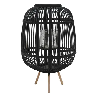 vidaXL Freestanding Candle Lantern Holder Bamboo Black Home Lighting Decor