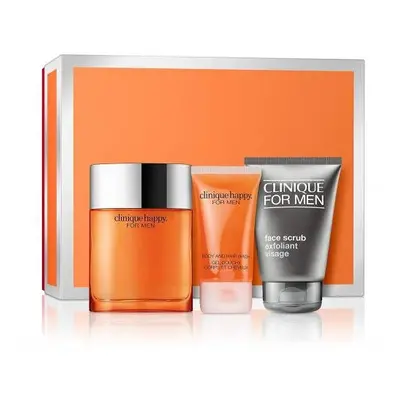 Clinique Happy Pcs Set For Men: 3.4 Cologne Spray + 3.4 Face Scrub + 1.7 Body And Hair Wash