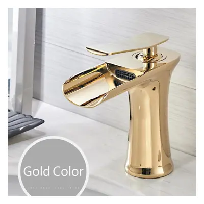 (gold) Basin Faucets Waterfall Bathroom Faucet Single Handle Basin Mixer Tap Bath Antique Faucet