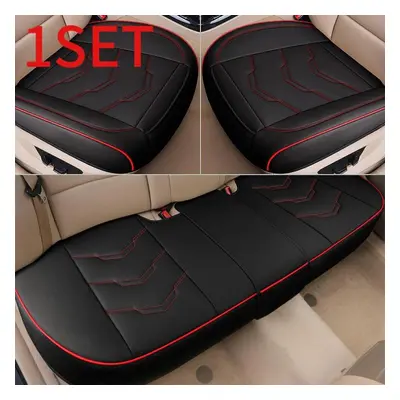 (black,red, 1set (2front&1rear cover)) Universal Ultra-luxury Car Seat Cover Full Set Black Upgr