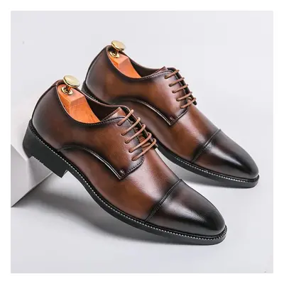 (brown, 47) New Men&apos;s Dress Leather Shoes Luxury Fashion Groom Wedding Shoes Men Italian St