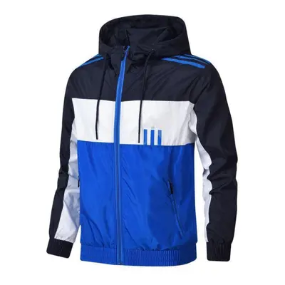 (blue, M) Spring And Autumn Men&apos;s And Women&apos;s Jackets Color-blocking Three-bar Regular