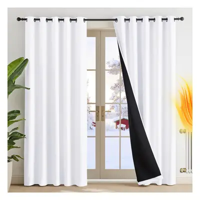 (W 66" x 90" (2 Panels), 2) 100% Blackout Curtains - Double Layers Energy Save & Sound Reduce Cu