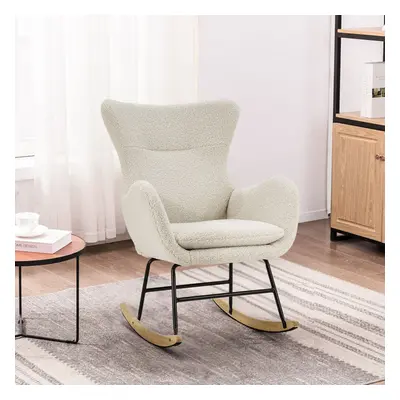 Comfy Sherpa Upholstered Rocking Accent Chair with High Backrest and Armrests