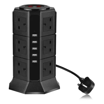 Extension Lead PRITEK Way Outlets 1000J Surge Protector Vertical Power Strip with USB Charging P