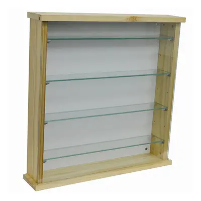 EXHIBIT - Solid Wood Shelf Glass Wall Display Cabinet - Natural Pine