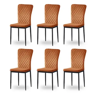 (Orange(velvet), pcs) 4/6 Dining Chairs High Back Velvet/PU Office