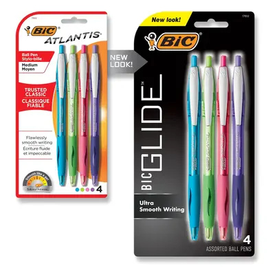 BIC Atlantis Exact Fashion Retractable Ballpoint Pen Fine Point 07mm Assorted Colors 4Count