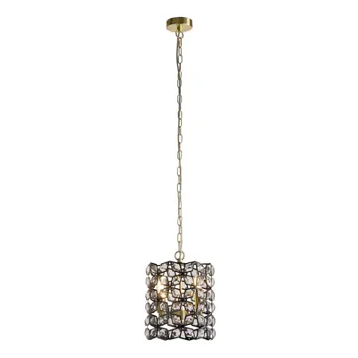 Searchlight Iris Light Pendant Black, Crystal, Brass