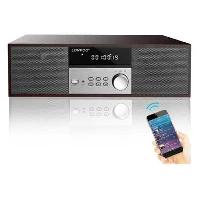 Compact Micro Hi-Fi Stereo System with CD Player, Bluetooth, FM Radio, USB Playback, Aux-In and 