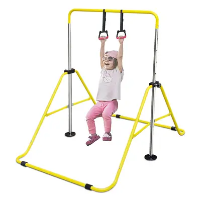 (Yellow) Gymnastics Bar, Folding Horizontal Bar With Rings