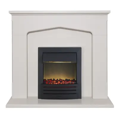 Adam Cotswold Fireplace Suite in Stone Effect with Eclipse Electric Fire in Black, Inch