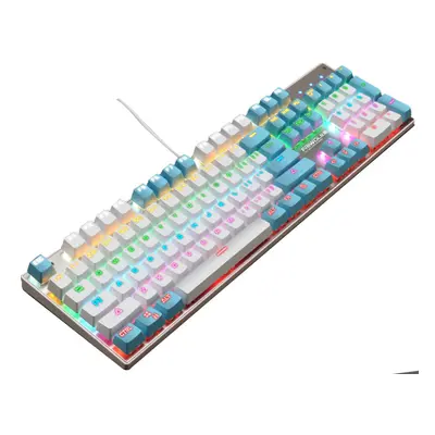 (Blue) Wired Mechanical Keyboard Keys RGB Backlight Blue Switch Waterproofd USB Gaming Keyboard 