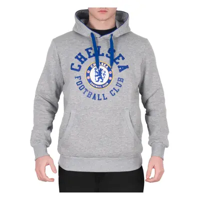 (Grey, Medium) Chelsea FC Mens Hoody Fleece Graphic OFFICIAL Football Gift