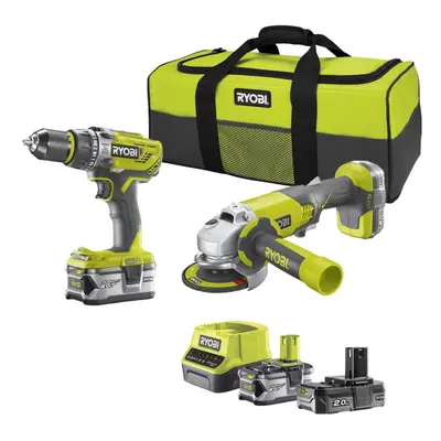 Ryobi 18v Cordless Drill and Angle Grinder Kit - (R18PDAG-242S)