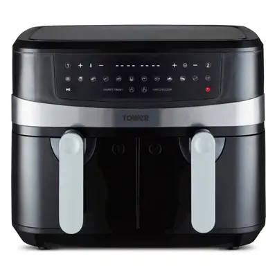 (9L Dual Basket Black) 9L Dual Basket Air Fryer with Smart Finish, 2600W, Black