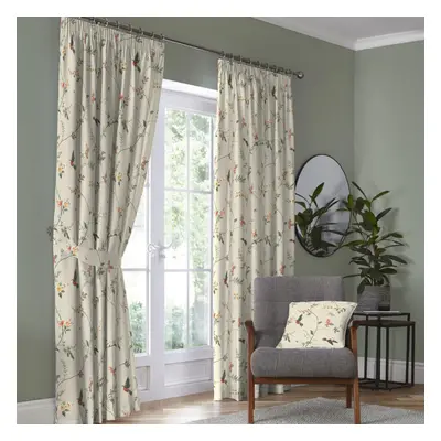 (90 x Inch) Dreams & Drapes Darnley Nature Print 100% Cotton Lined Pencil Pleat Curtains