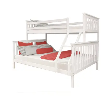 (White) Triple Sleeper Bunk Bed Wooden Large (double and single) Can be set up as single bed and