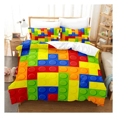 (Style 07, Single(135X200CM/2PCS)) Building block Bedding Single Double Duvet Cover