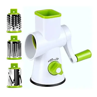 Rotary Cheese Grater - Round Vegetable Mandoline Slicer with Drum Stainless Steel Blades, Dishwa