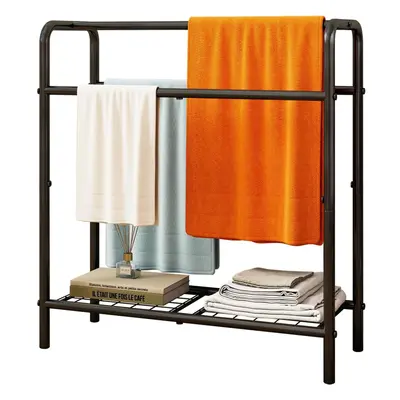 (Large(70 X W X H cm), Black) Large Black Anti-rust Coating Metal Towel Rail Towel Holder with S