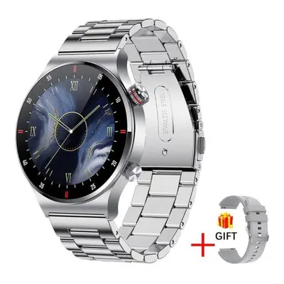 (silver, steel belt) Lige Ecg+ppg Bluetooth Call Smart Watch Men Sports Bracelet Waterproof Cust