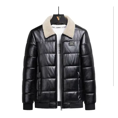 (black, L) Leather Jacket For Men&apos;s Pu Leather Middle-aged And Elderly Business Casual Jack