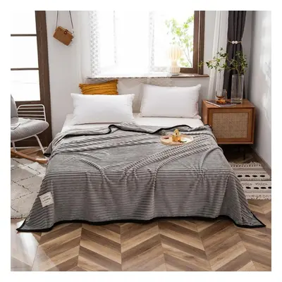 (grey, 150*200cm) Winter Thick Coral Fleece Blanket Simple Style Warm Blanket Household Blanket 