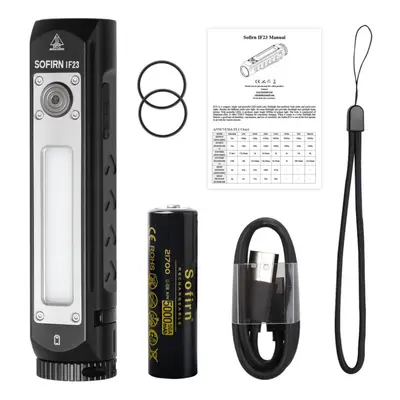 (black, with battery) Sofirn If23 Flashlights 4000lm Spotlight Floodlight Color Types Bright Sid