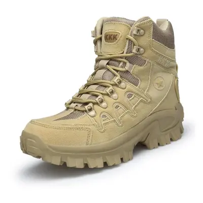 (beige, 45) Mens Ankle Boot Tactical Men&apos;s Military Boots Big Size Army Boot Male Shoes Wor