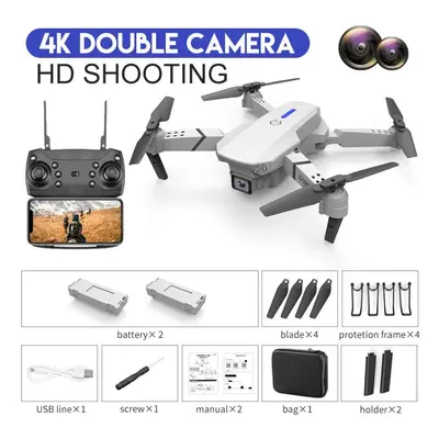 (grey, dual camera battery) E88 Pro Remote Control Drone 4k Hd Single/dual Camera Optical Flow P