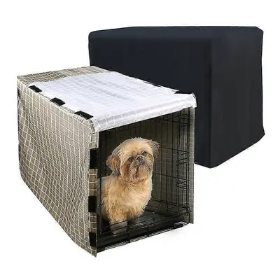 (106.7x69x76cm, Lattice) Dog Cage Cover Pet Kennel House Cover Waterproof Oxford Dogs Crate Prot