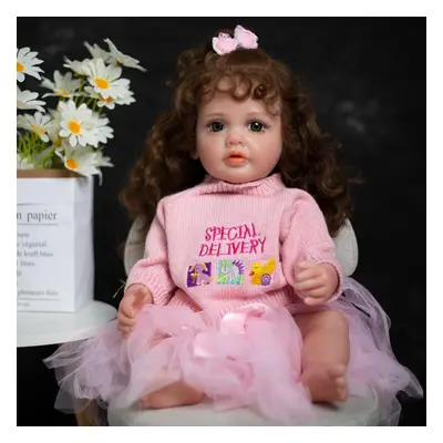 (as the picture, cm) Keiumi 55cm Reborn Dolls Full Body Soft Silicone Vinyl Reborn Toddler Girl 