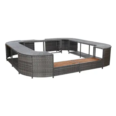 vidaXL Square Spa Surround Grey Poly Rattan Chic Outdoor Hot Tub Enclosures