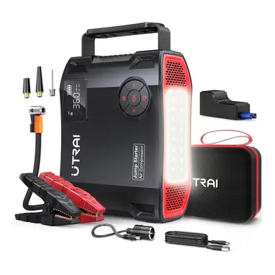 (6000A) 6000A Emergency Starting Power Pack with 150PSI Air Compressor, UTRAI 27000mAh 12V Porta