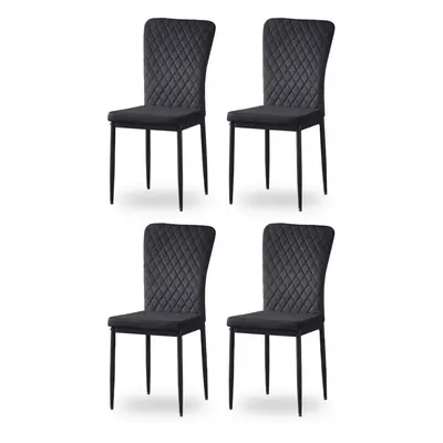 (Black, 4) Light Luxury Dinning Chair Office Backrest Bedroom