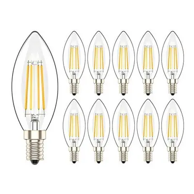 10 Pack 4W E14 Dimmable LED Filament Candle C35 Light Bulbs Warm White 2700K 40W Incandescent Bu