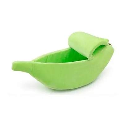 (Green) Bed Banana Shape Fluffy Warm Soft Plush Breathable Bed Banana Cat Bed pet beds for Small