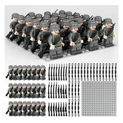 (German Army) 24Pcs/Set Army Military Building Blocks with Base Plate Small Piece Puzzle Charact