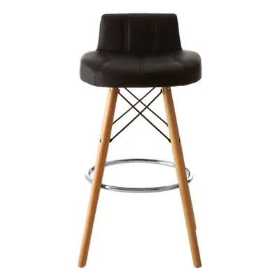 Black Leather Effect Bar Stool, Comfortable Seating Faux Leather Bar Stool, Space-Saver Kitchen 