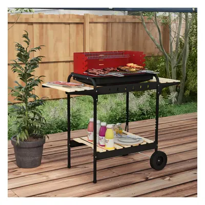 Outsunny Charcoal Barbecue BBQ Grill Trolley W/ 5-level Grill Height Ash Catcher