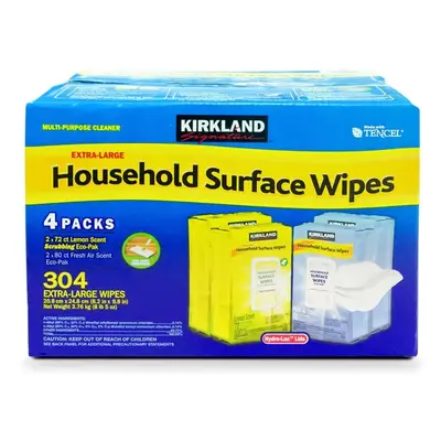 KIRKLAND SIGNATURE Household Surface Wipes Extra Large - Case of Pack, Wet Wipes